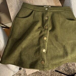 Bluivy Olive Green Mini Skirt with Button Detail